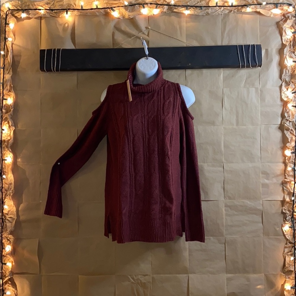 Pink Rose sweater with shoulder cut outs